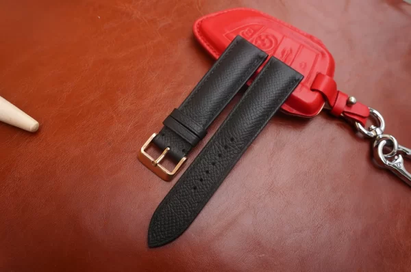 Black Epsom leather watch strap 2