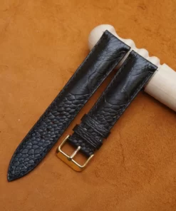 Black Ostrich foot leather watch strap