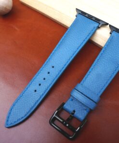 Blue Epsom French calfskin Apple watch strap 1