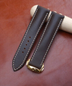 Dark Brown Suede Leather Watch Strap For Omega