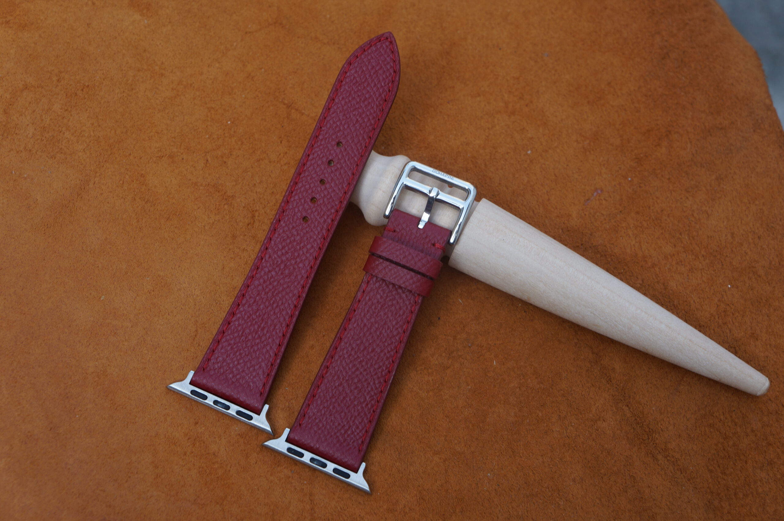 Dark Red Epsom Leather Watch Strap For Apple Watch 4