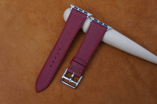 Dark Red Epsom Leather Watch Strap For Apple Watch
