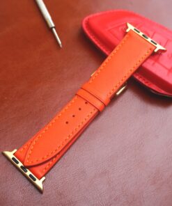 Nappa orange sheepskin leather watch strap 3