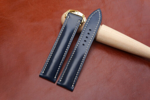 Navy Pullup Leather Watch Strap for Omega 4