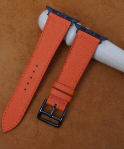 Orange Epsom Leather Watch Strap For Apple Watch 1