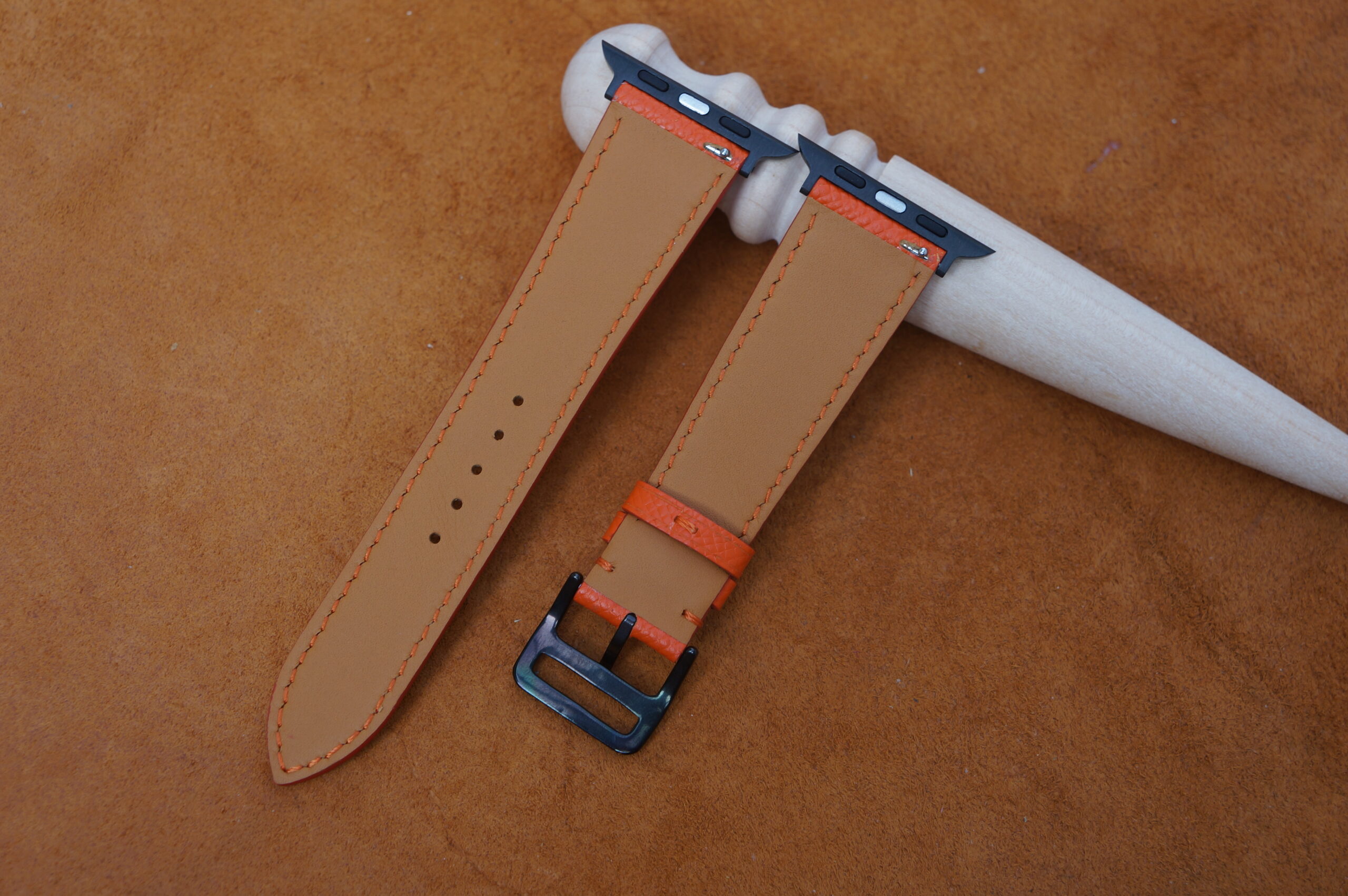 Orange Epsom Leather Watch Strap For Apple Watch 4