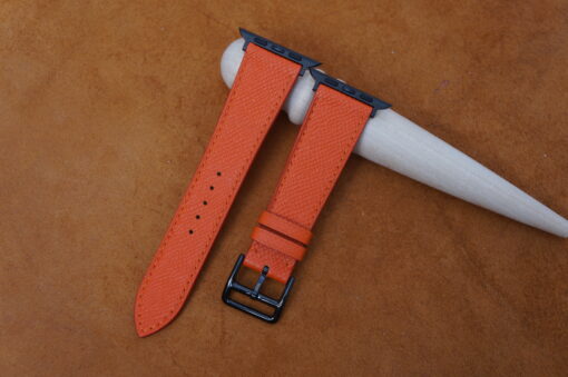 Orange Epsom Leather Watch Strap For Apple Watch