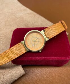 Orange Lizard Leather Watch Strap For LV