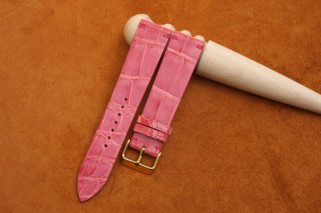 Pink Alligator usa Leather Watch Strap