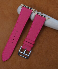 Pink Epsom Leather Watch Strap For Apple Watch 2