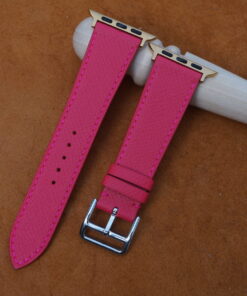 Pink Epsom Leather Watch Strap For Apple Watch 3