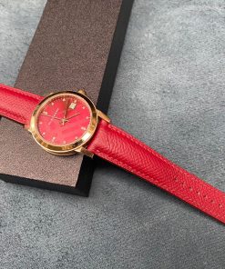 Red Epsom Leather Watch Strap for Burberry