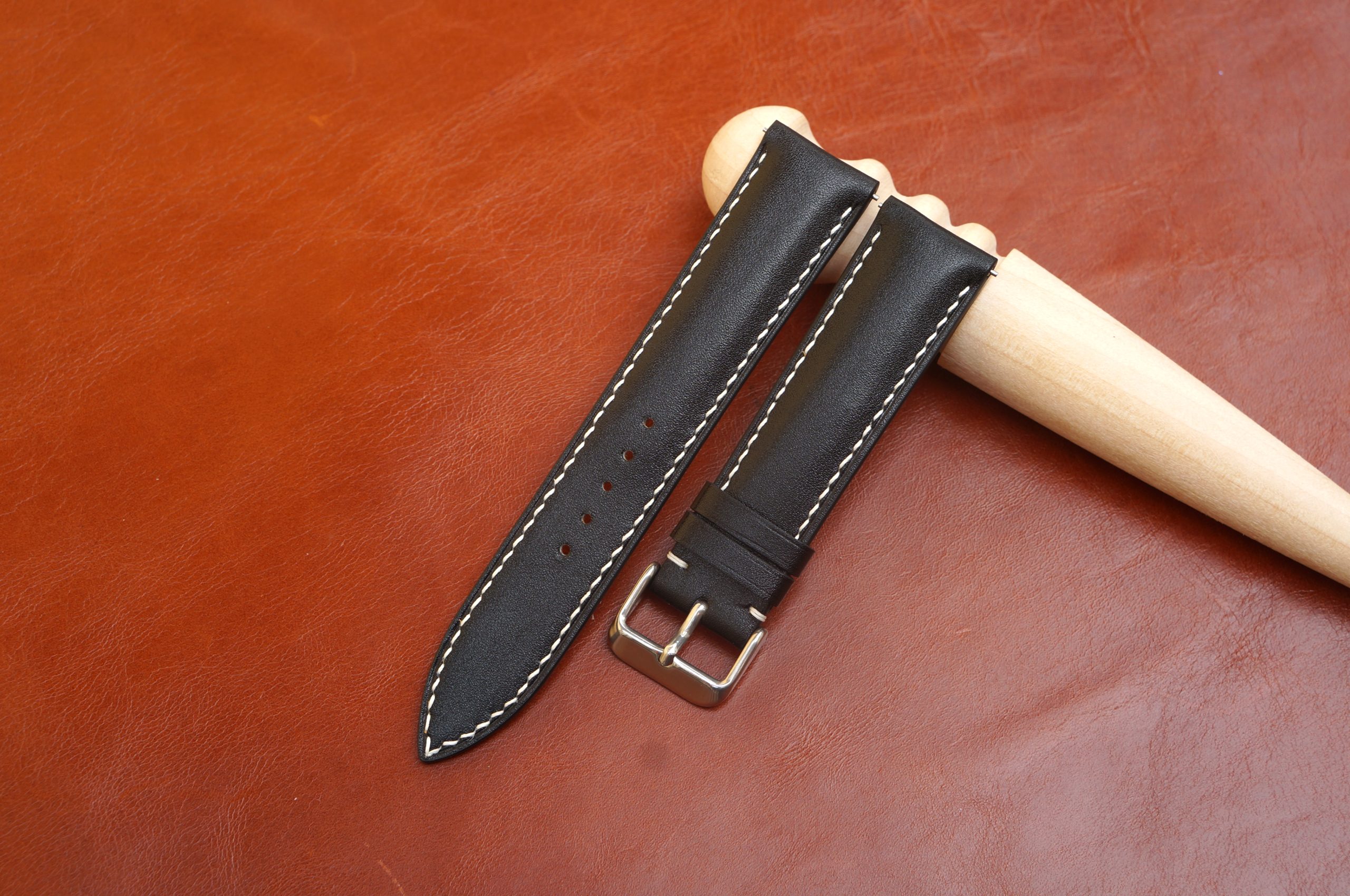 black box calf leather watch strap 1
