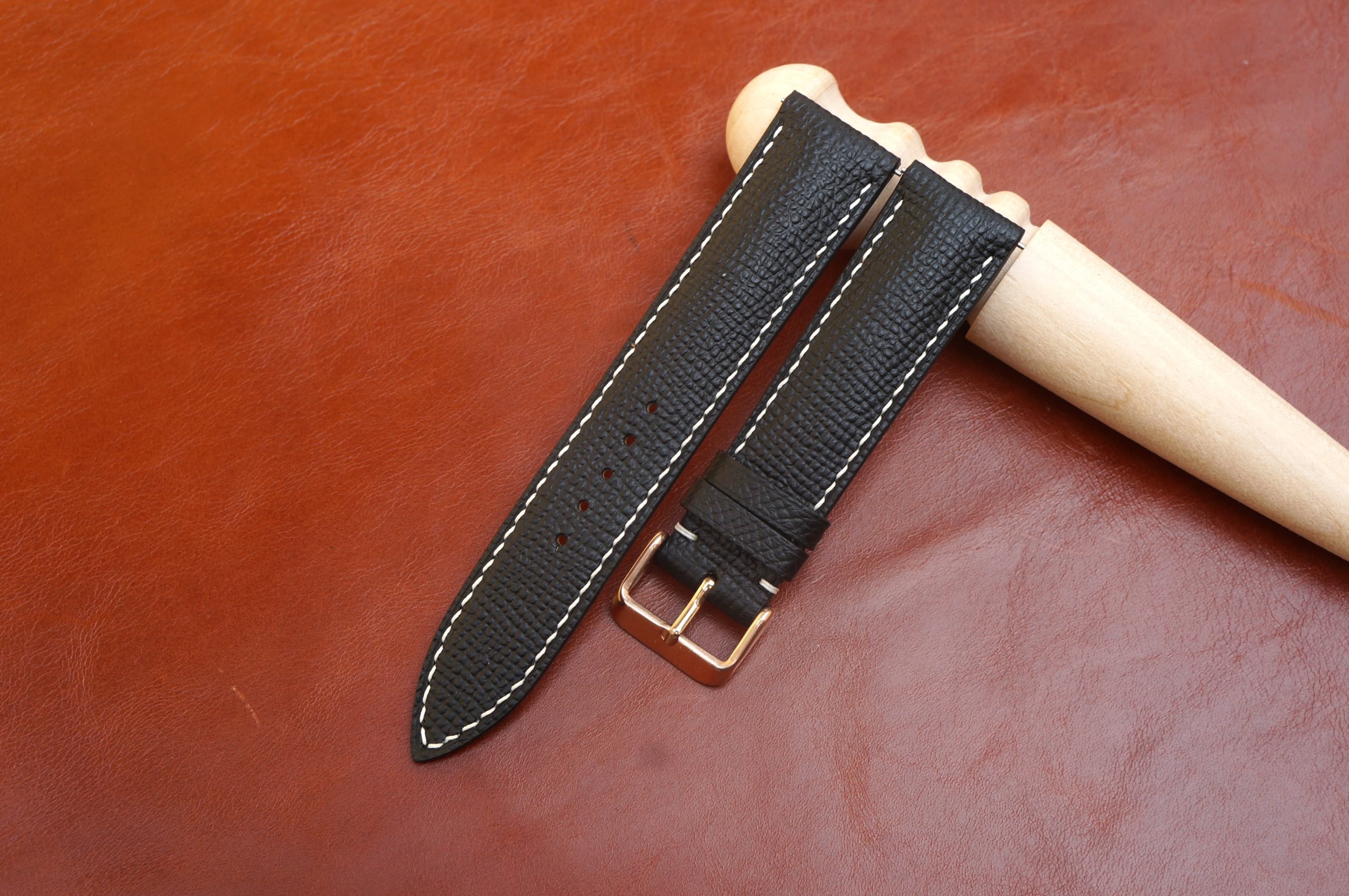 black epsom leather watch strap 1