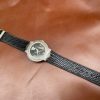 black lizard leather watch strap for Versace
