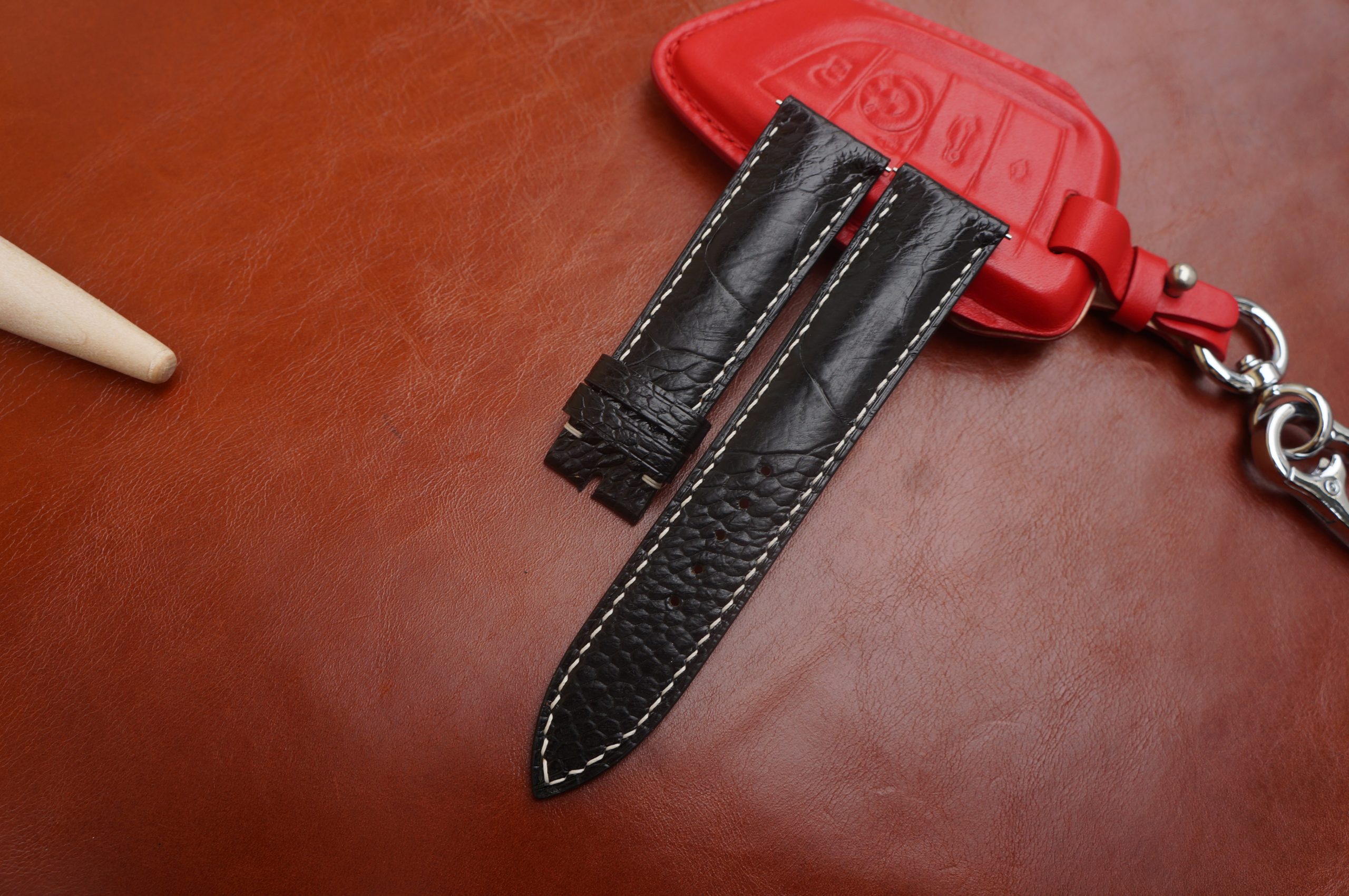 black lizard leather watch strap