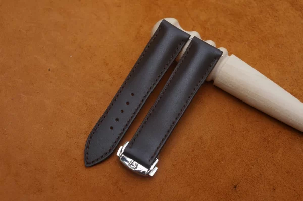 brown Box Leather Watch Strap with Clasp for Omega 1