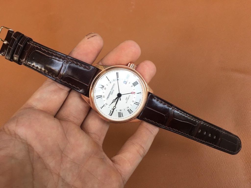 brown alligator usa watch strap for Frederique Constant