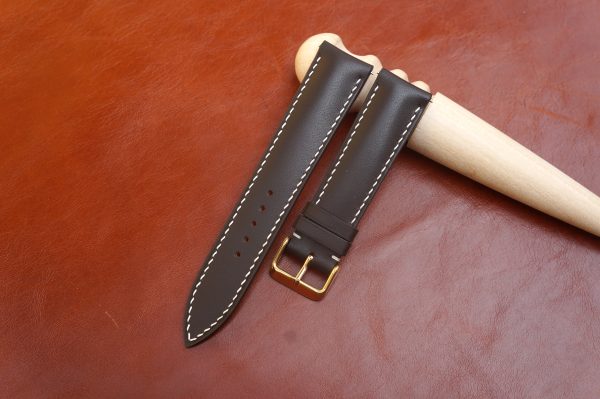 brown box calf leather watch strap 1