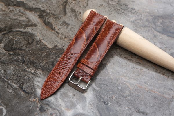 brown ostrich leather watch strap 2