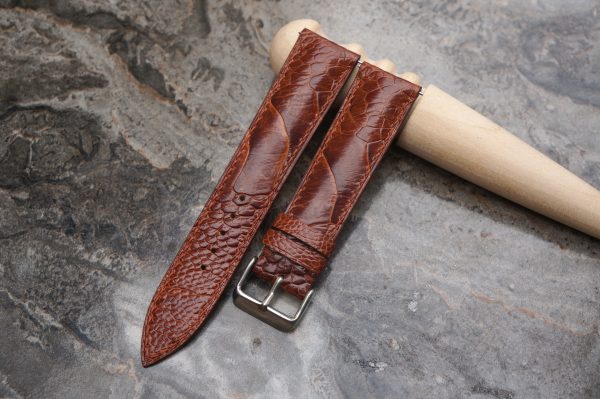 brown ostrich leather watch strap