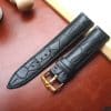 omega watch strap black matte alligator leather watch strap with buckle 1