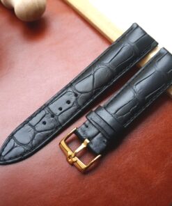 omega watch strap black matte alligator leather watch strap with buckle 1