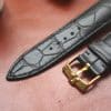 omega watch strap black matte alligator leather watch strap with buckle 2