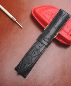 omega watch strap black matte alligator leather watch strap with buckle