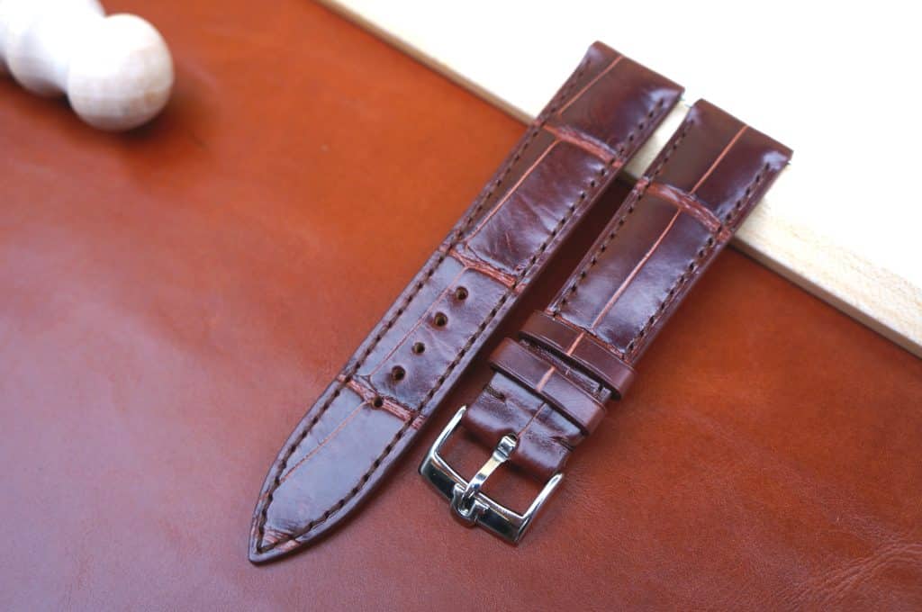 omega watch strap dark brow alligator leather watch strap with buckle 3