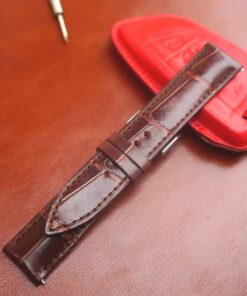 omega watch strap dark brow alligator leather watch strap with buckle