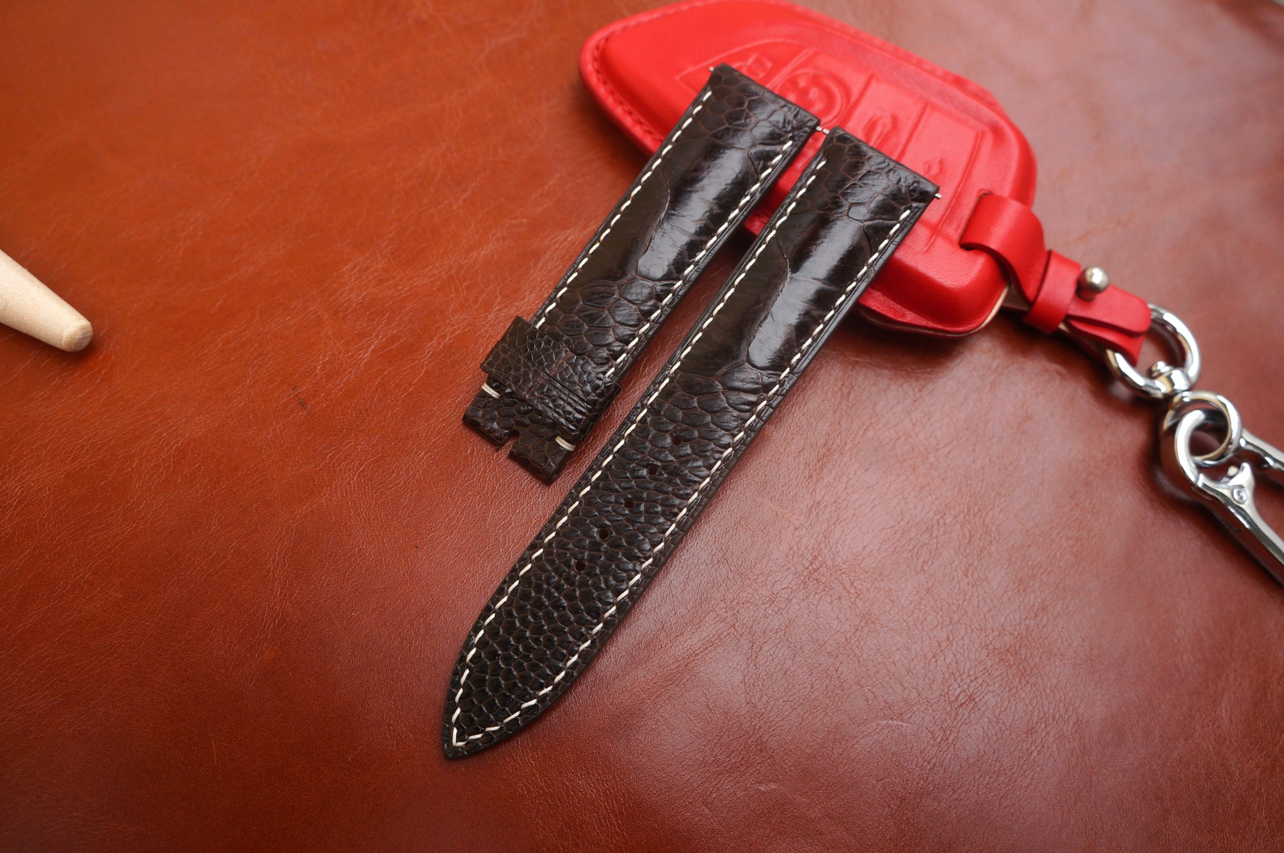 ostrich leather watch band