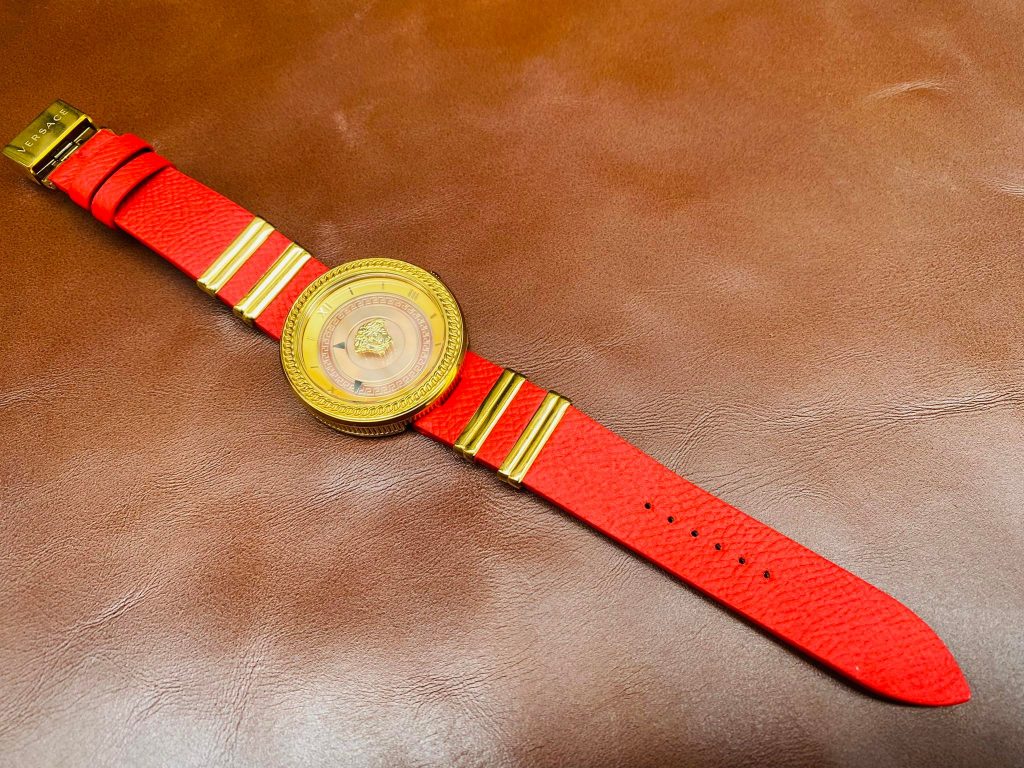 red epsom watch strap for Versace