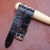 Black Glazed Alligator Leather Watch Strap 1