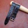Black Glazed Alligator Leather Watch Strap