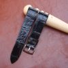 Black Glazed Alligator Leather Watch Strap 2