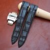 black alligator leather watch strap for Cartier 1