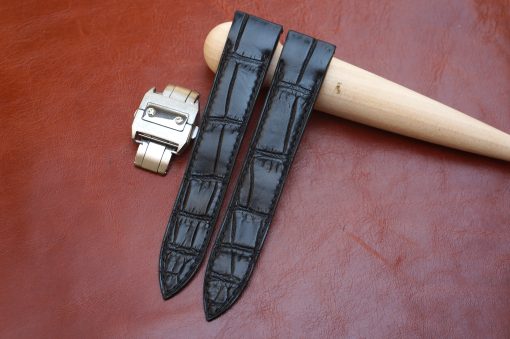 black alligator leather watch strap for Cartier 3