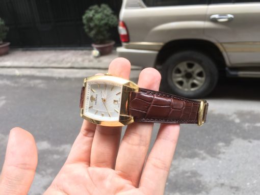 Brown alligator leather watch strap for Versace