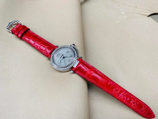 Red alligator watch strap for Cartier