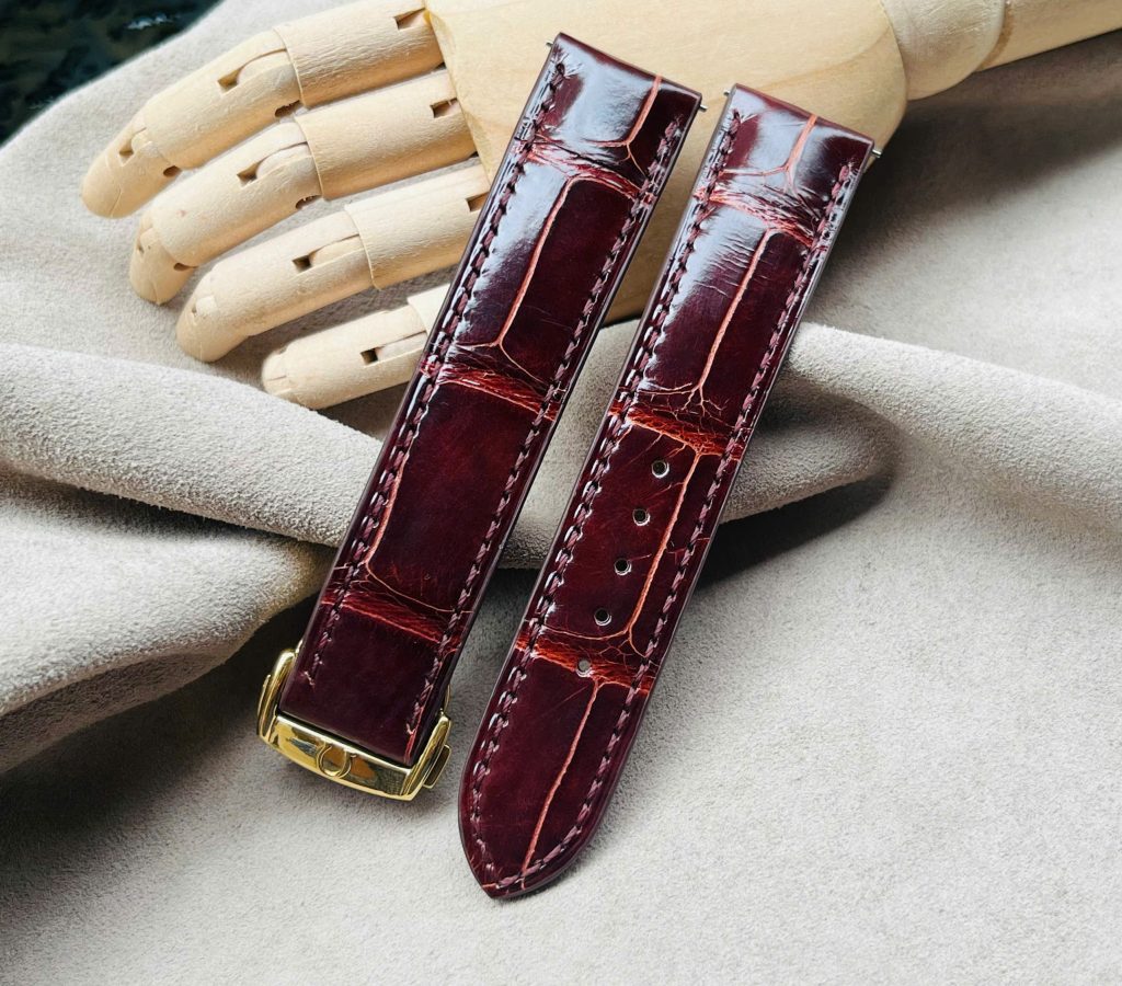 Brown Alligator Omega Leather Strap with Folding Clasp 21/18mm